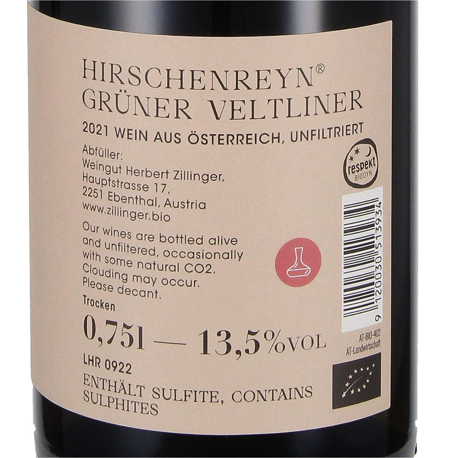 Grüner Veltliner Hirschenreyn 2021  (bio)