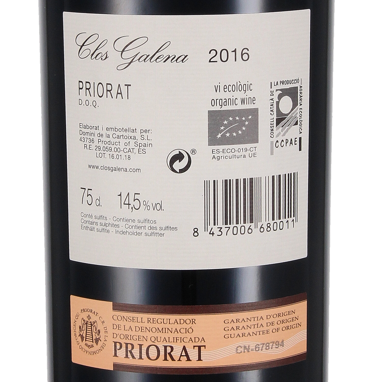 Clos Galena Priorat D.O.Q. 2016 (bio)