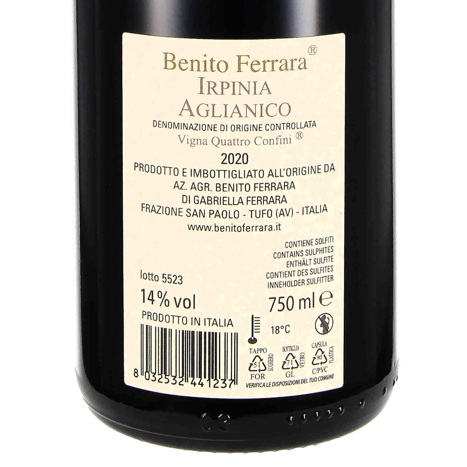 Irpinia Aglianico DOC "Vigna Quattro Confini" 2020