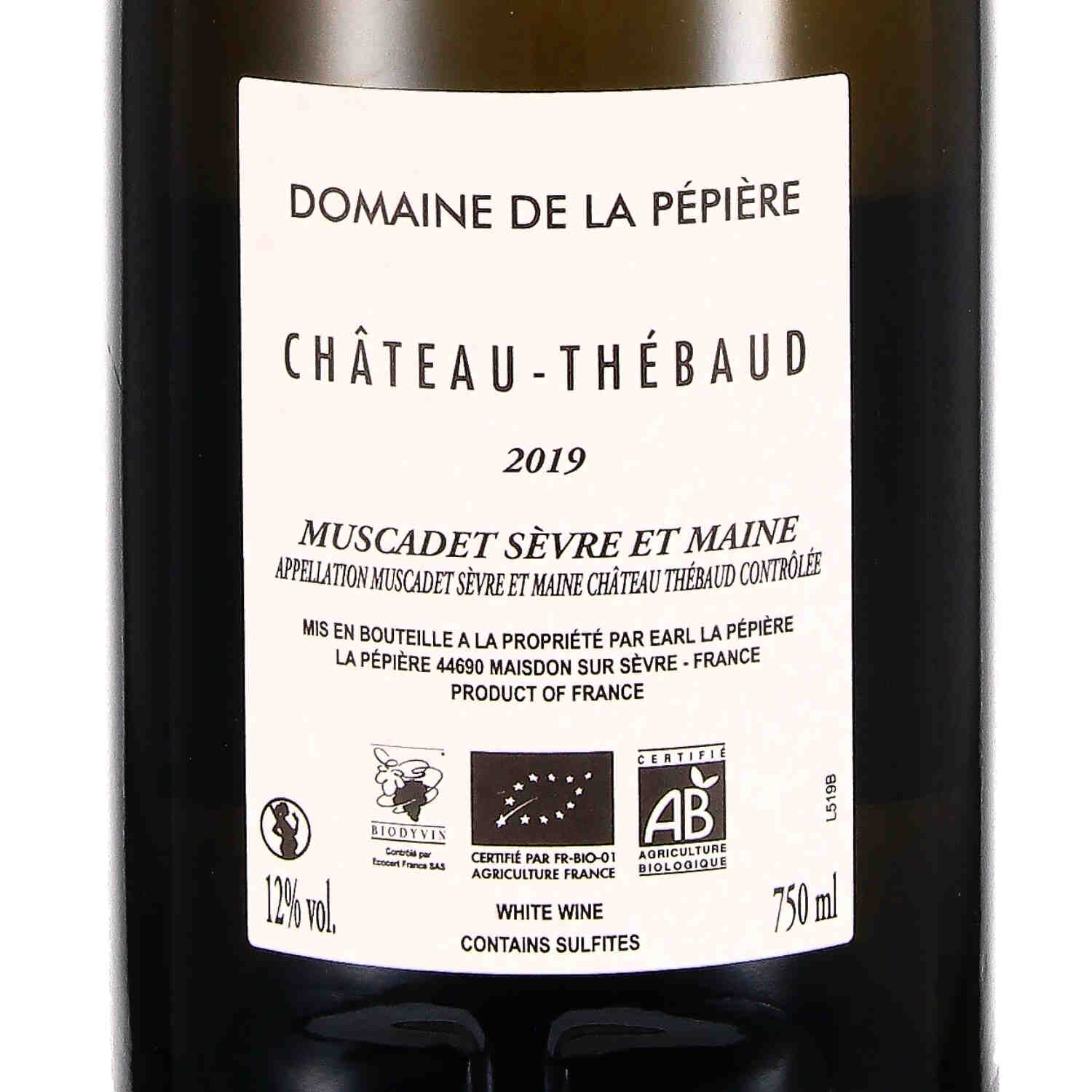 Muscadet Sèvre et Maine AOC Château Thébaud  2019
