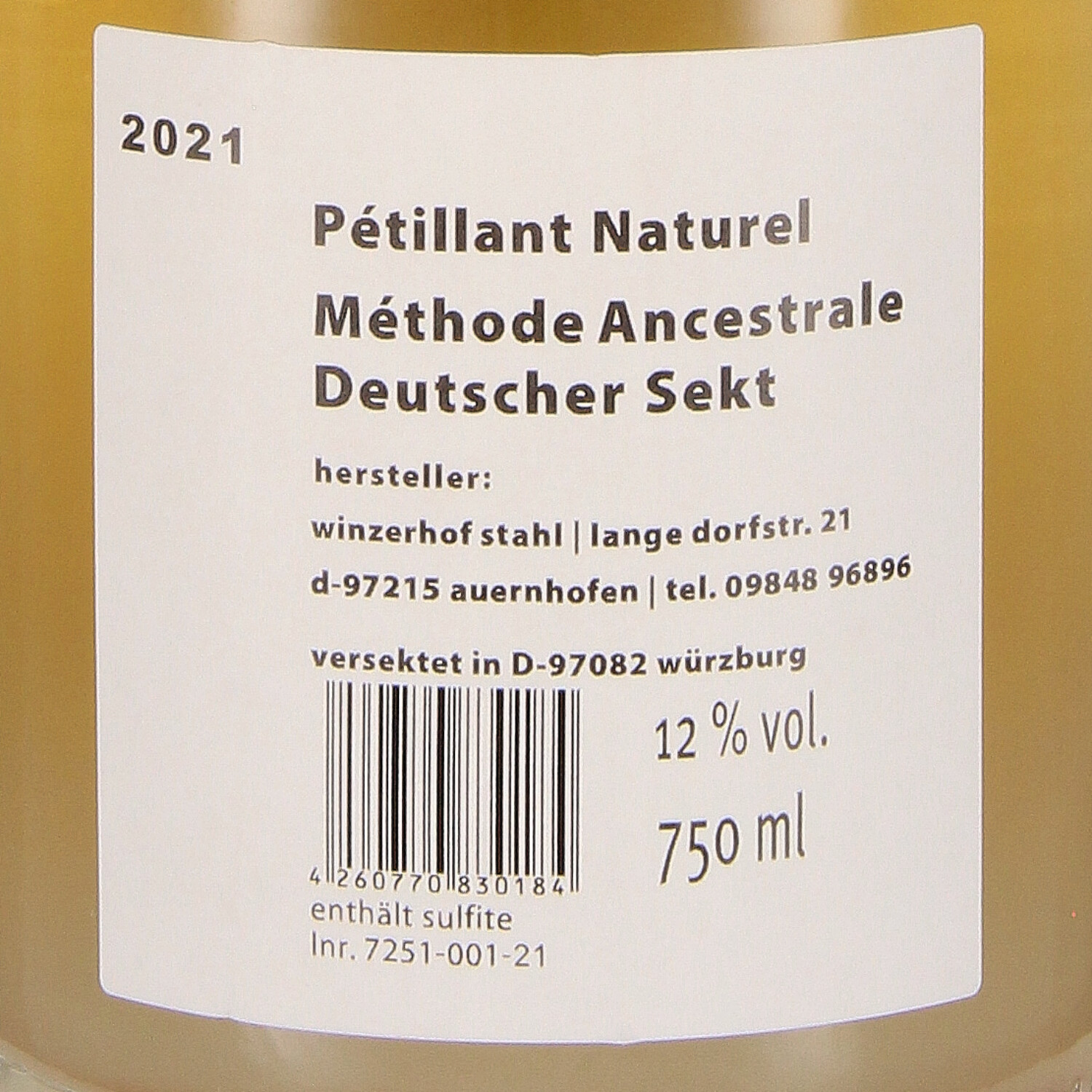 Petillant Naturel Fumé 2021, Deutscher Sekt Méthode Ancestrale