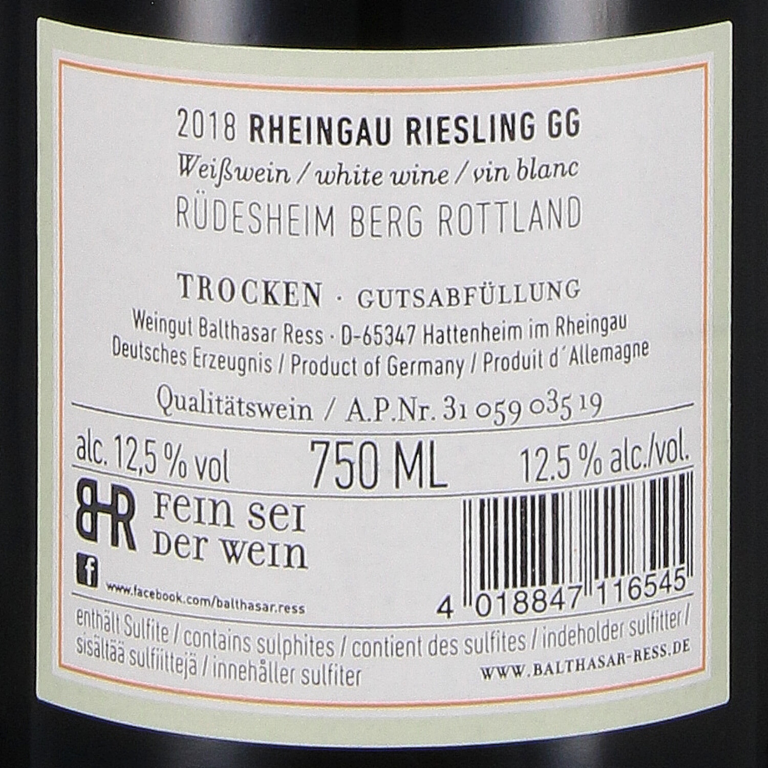 Riesling Berg Rottland Großes Gewächs 2018 QbA