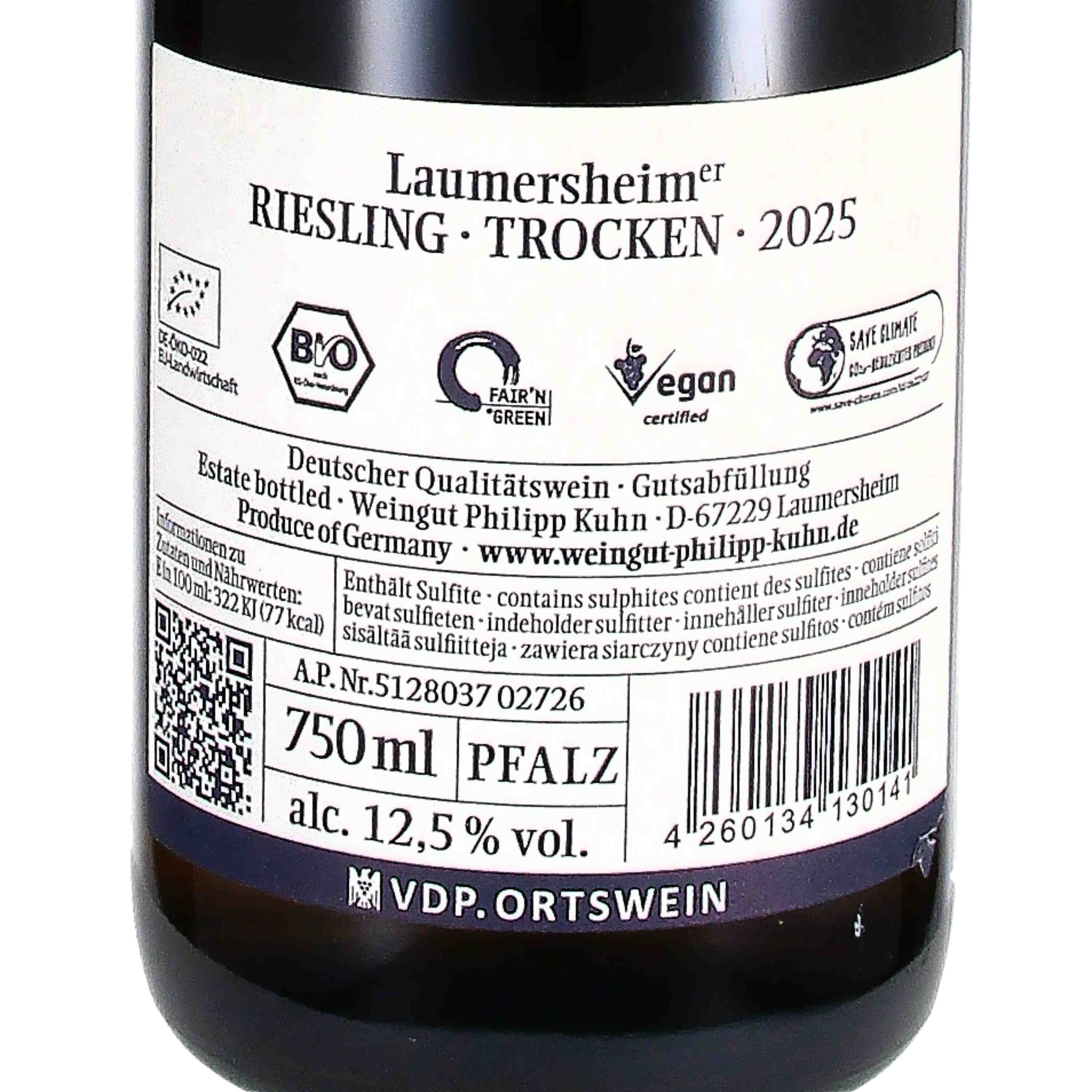Riesling Laumersheim "vom Kalksteinfels" VDP.Ortswein 2025 (bio)