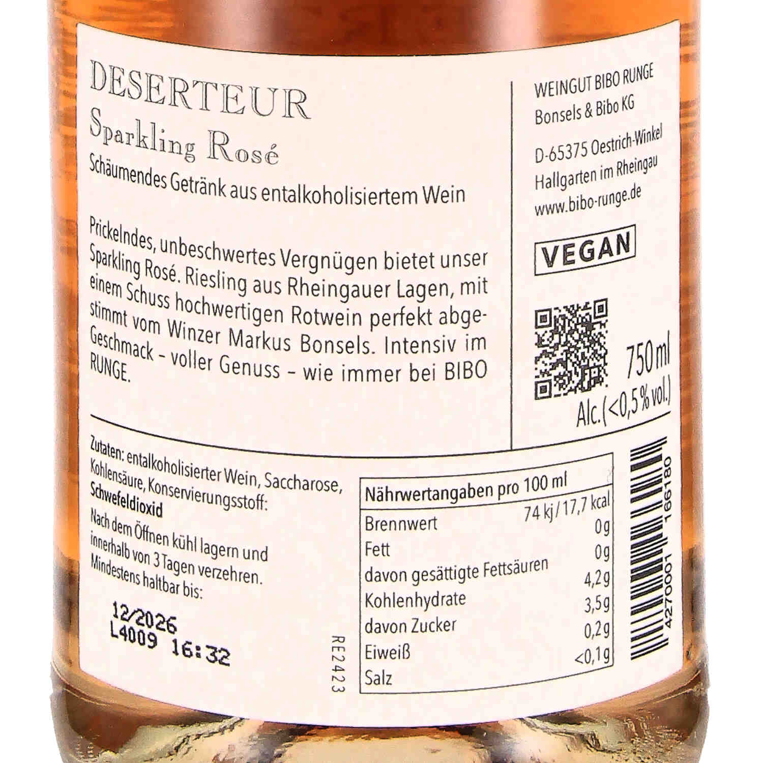 Sparkling Rosé Alkoholfrei  Deserteur