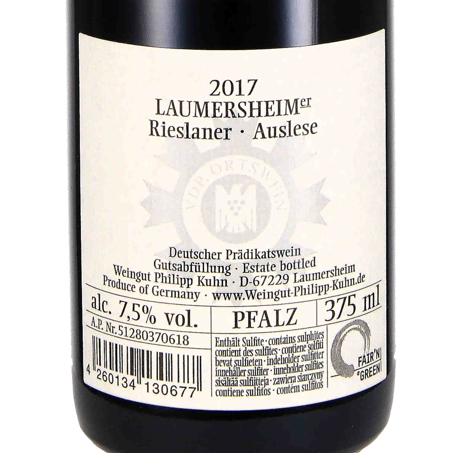 Rieslaner Auslese 2017  - halbe Flasche