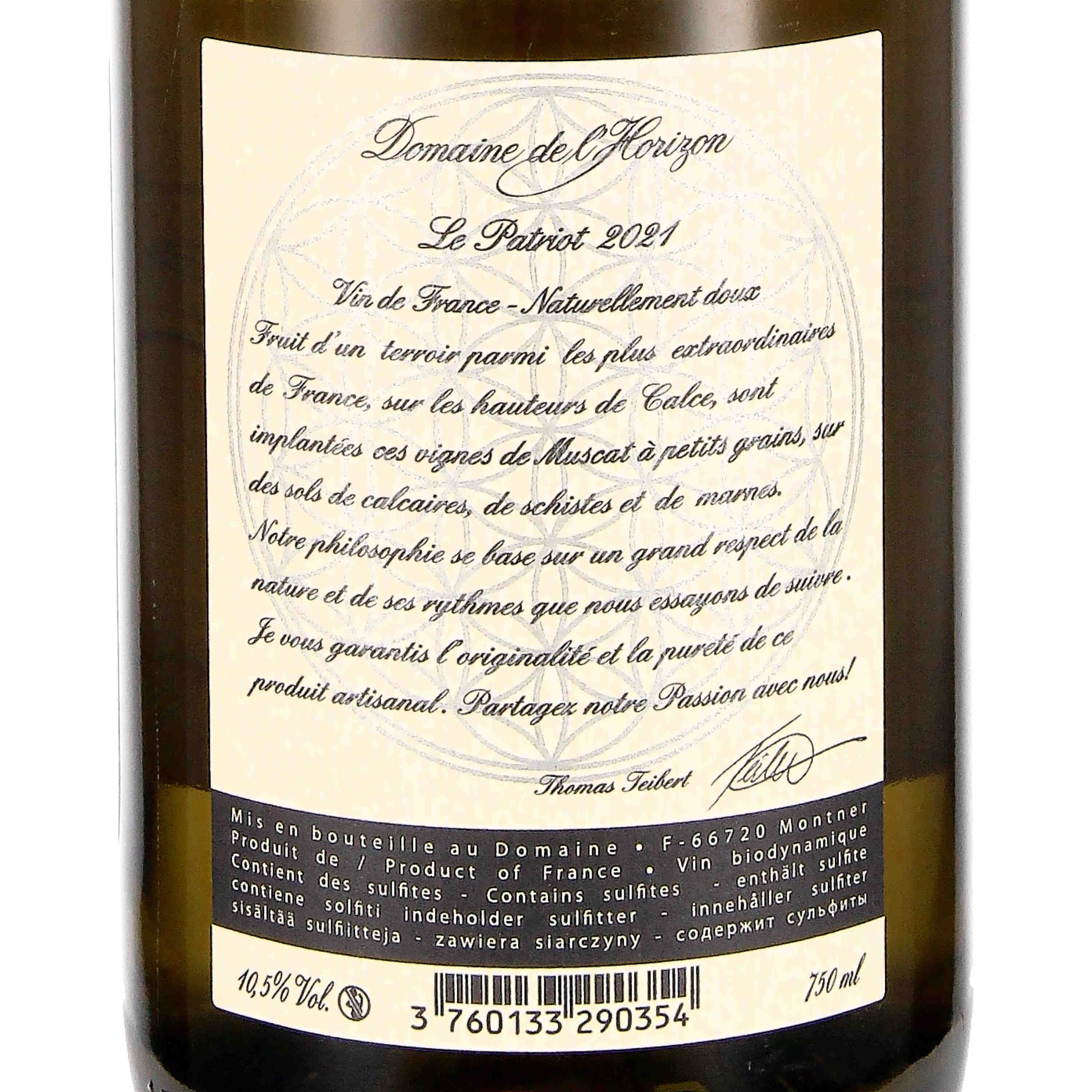 Le Patriot de l`Horizon blanc 2021 Vin de France