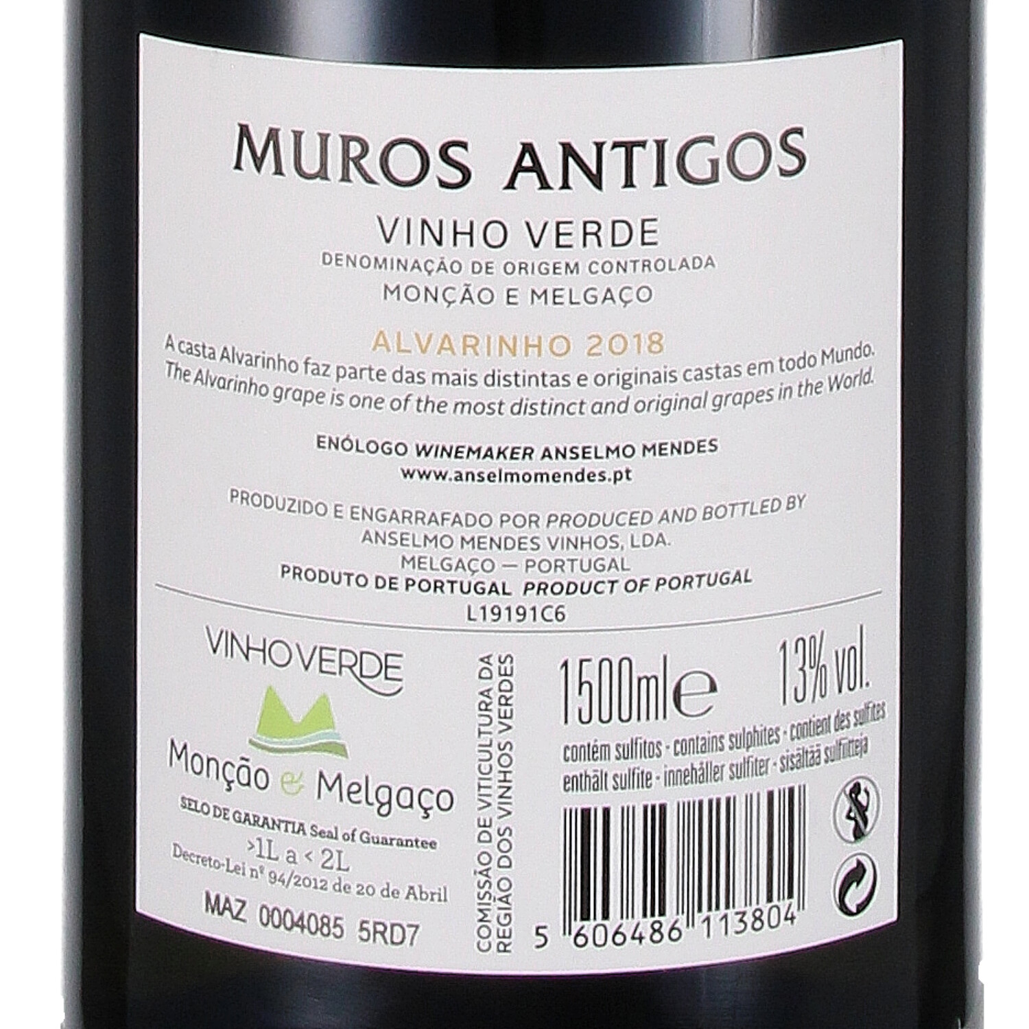 Muros Antigos Alvarinho DOC Vinho Verde 2018 - Magnum