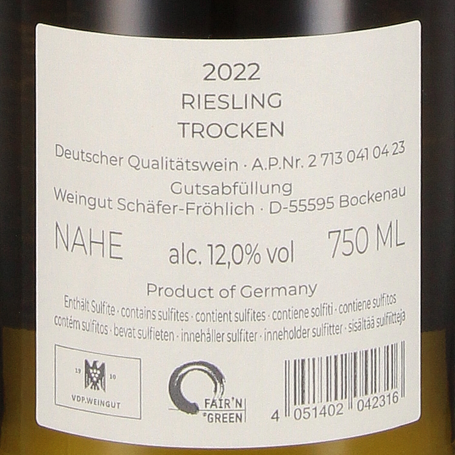 Riesling Nahe 2022, Qw