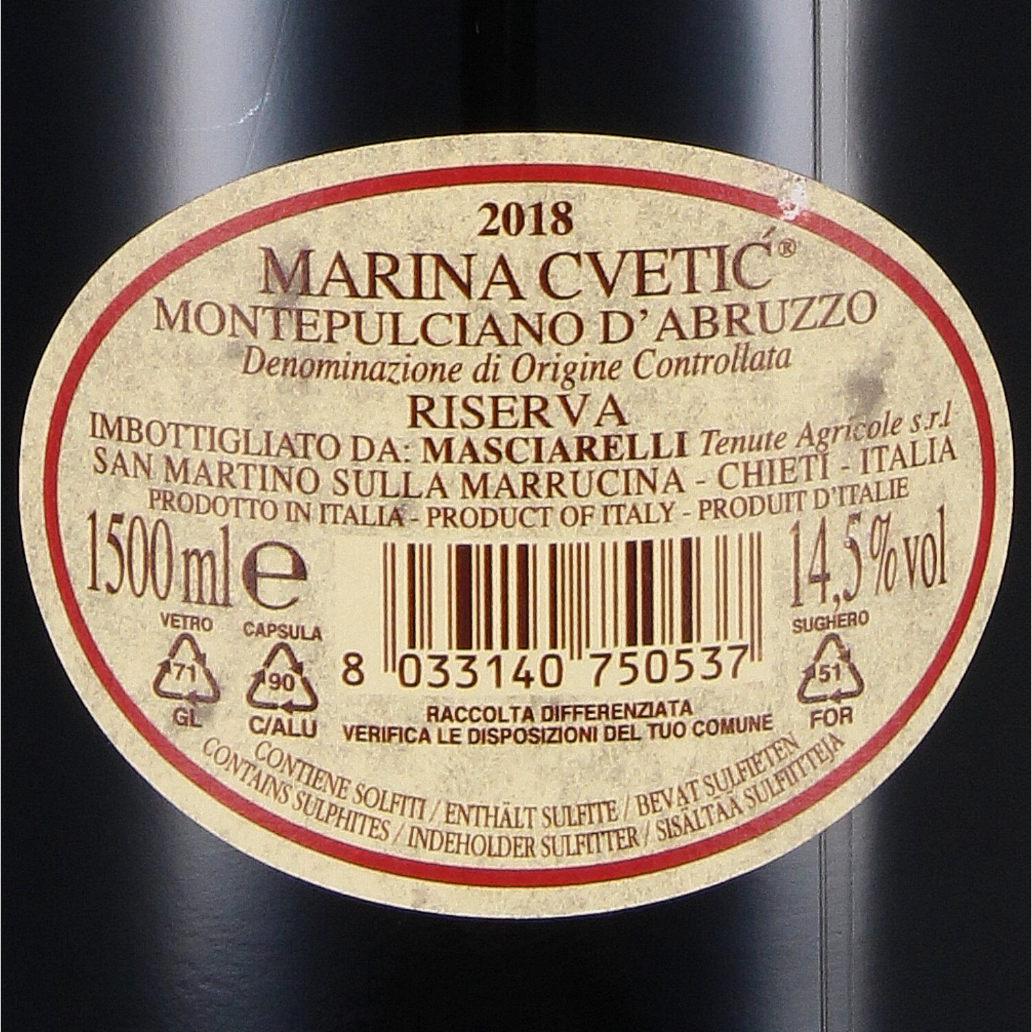 "Marina Cvetic" Montepulciano d´Abruzzo Riserva DOC 2018 - Magnum