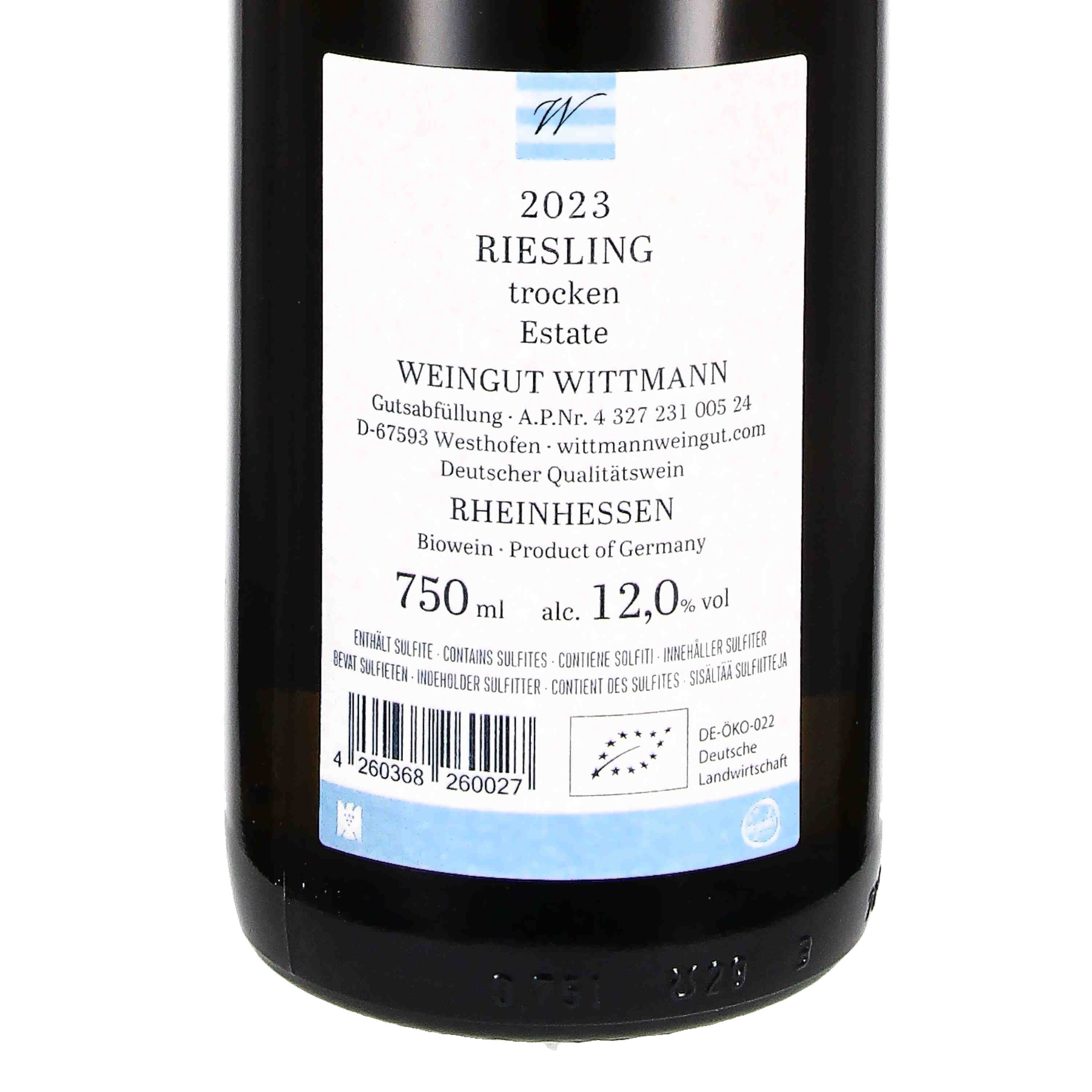 Wittmann Riesling trocken "Estate" VDP.Gutswein 2023, QbA  (bio)