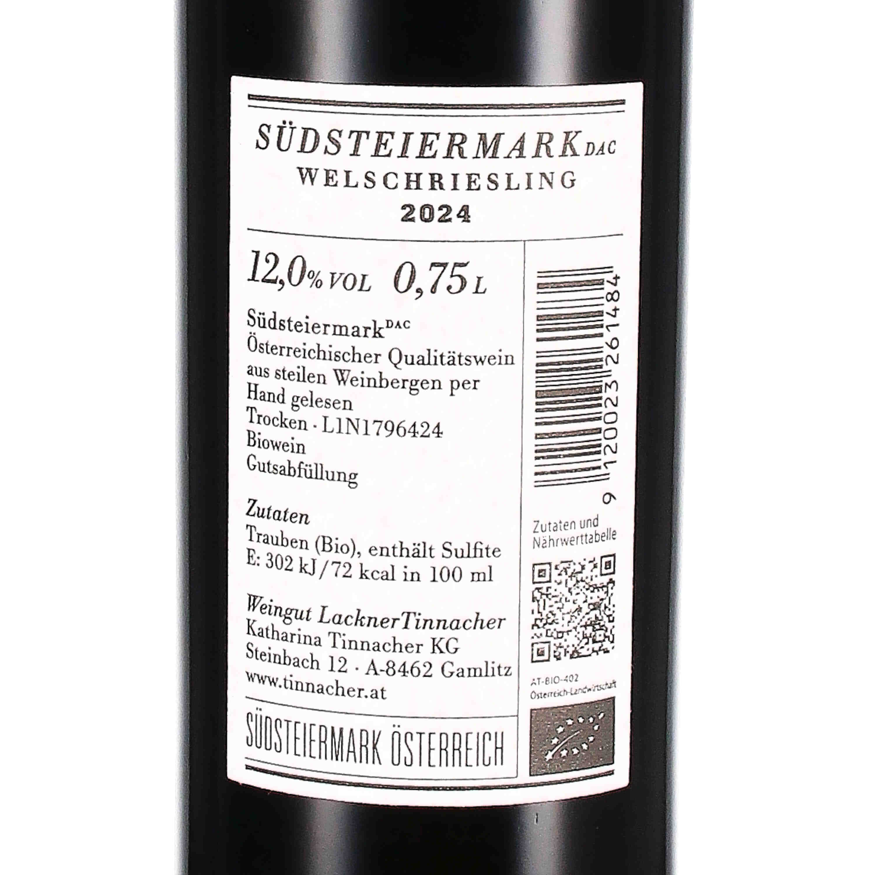 Welschriesling Südsteiermark DAC 2024, Qualitätswein (Bio)