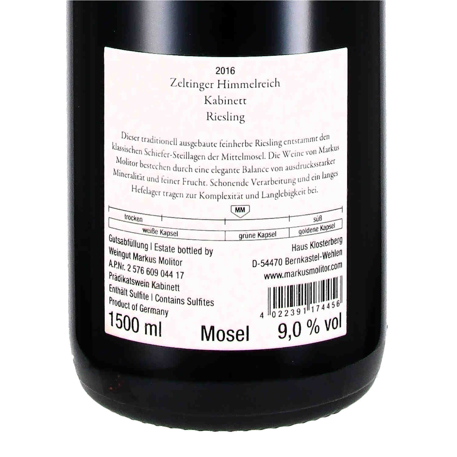 Riesling Kabinett feinherb Zeltinger Himmelreich 2016, Pw - Magnum