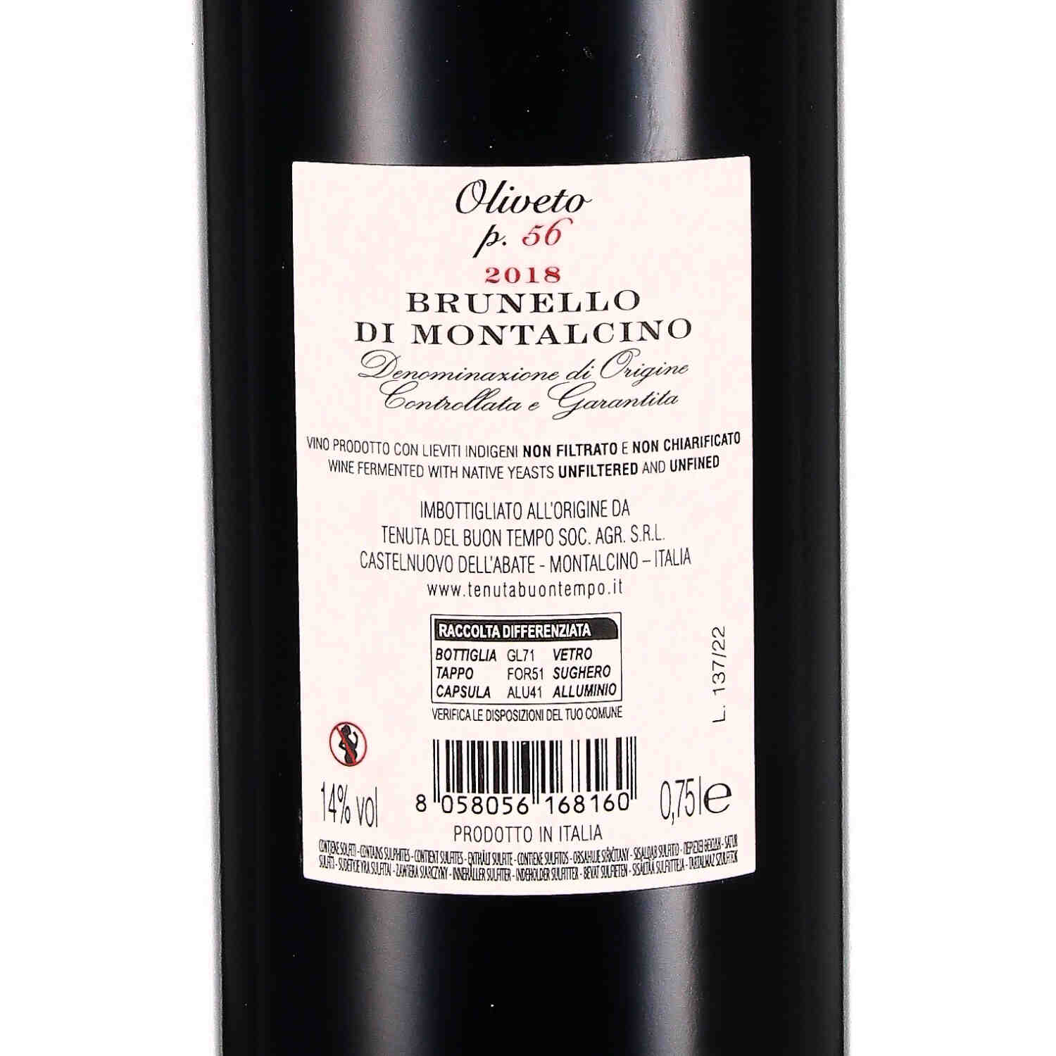 Brunello di Montalcino Oliveto P.56 DOCG 2018