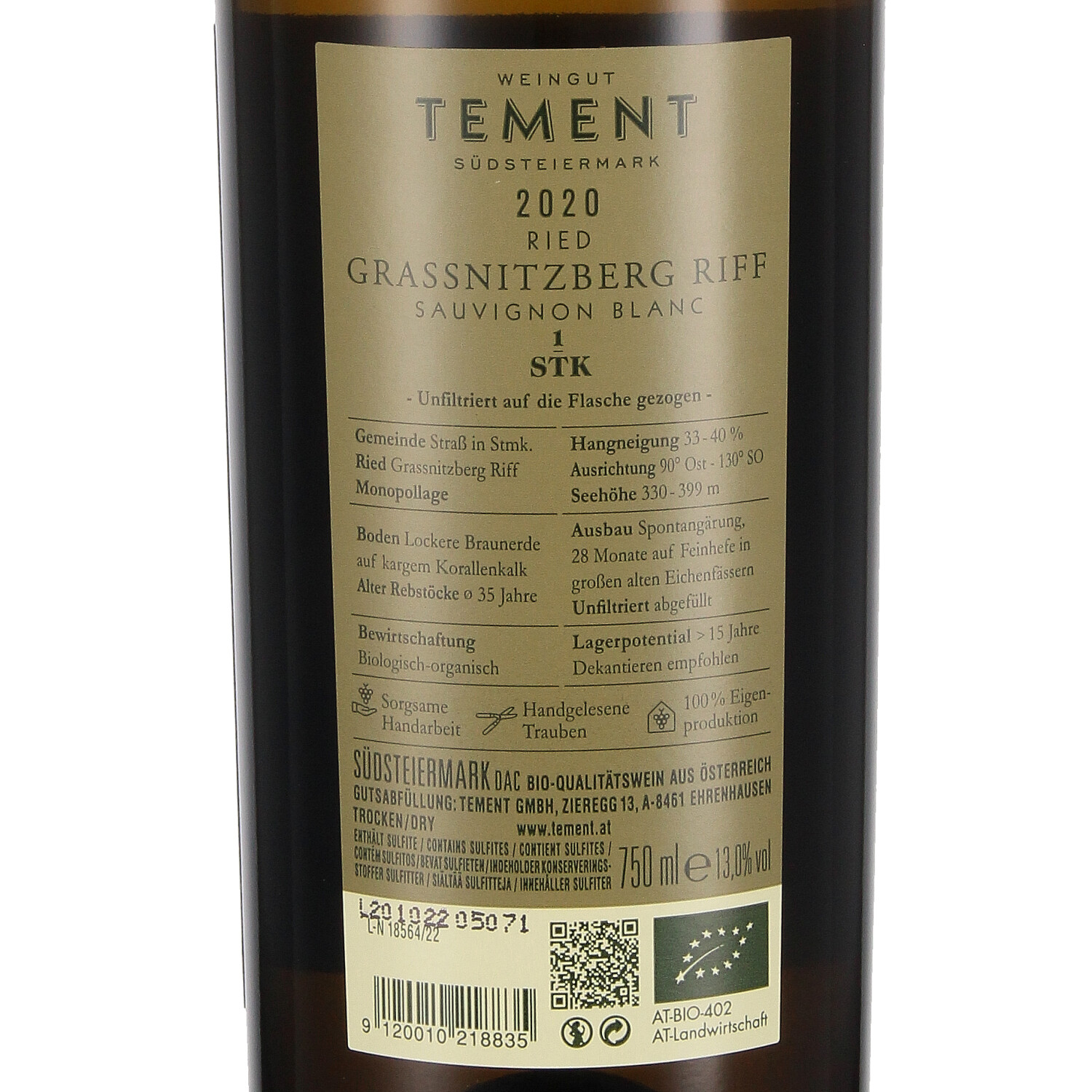 Sauvignon Blanc Grassnitzberg Riff 2020 (bio)