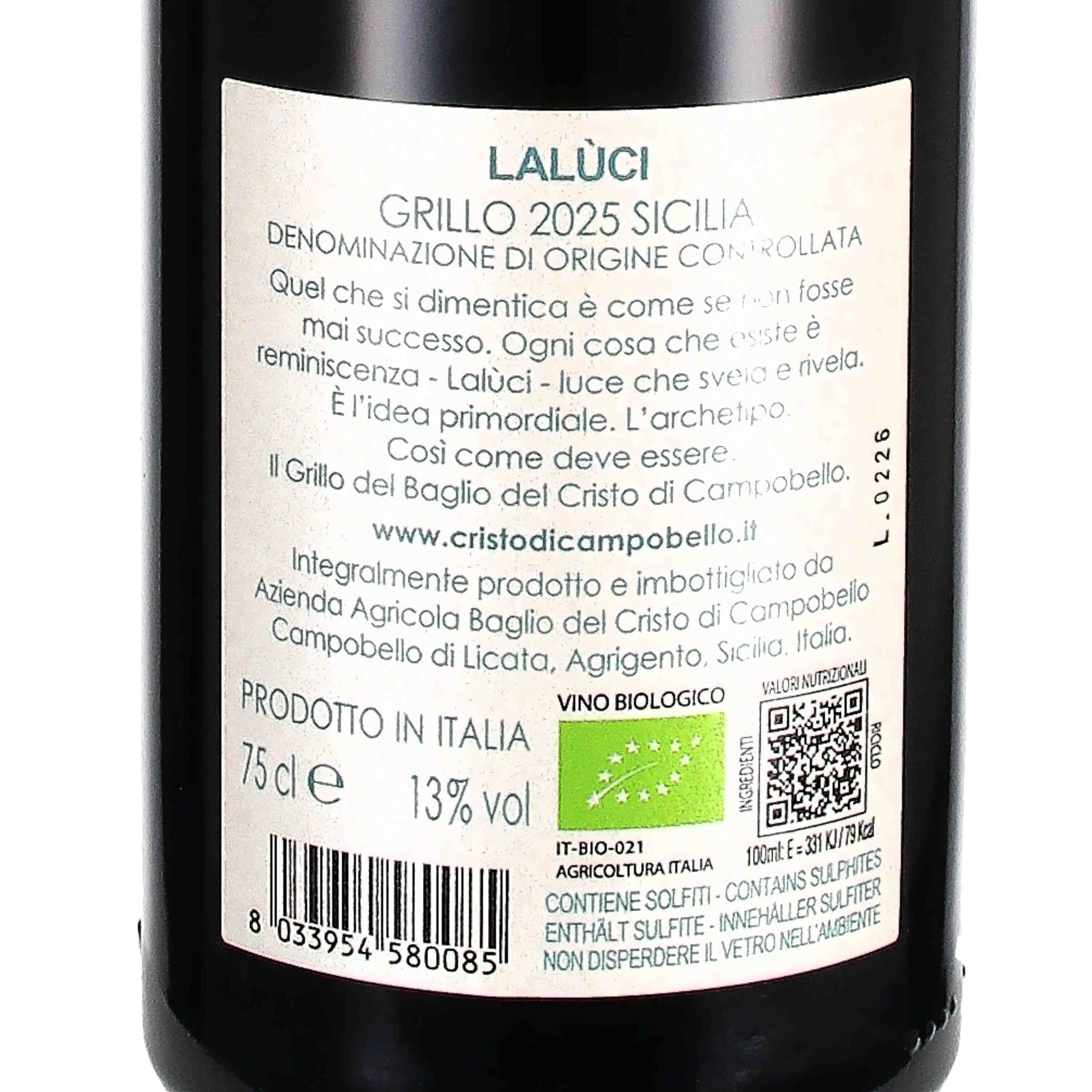 Lalùci Grillo DOC Sicilia 2025 (bio)