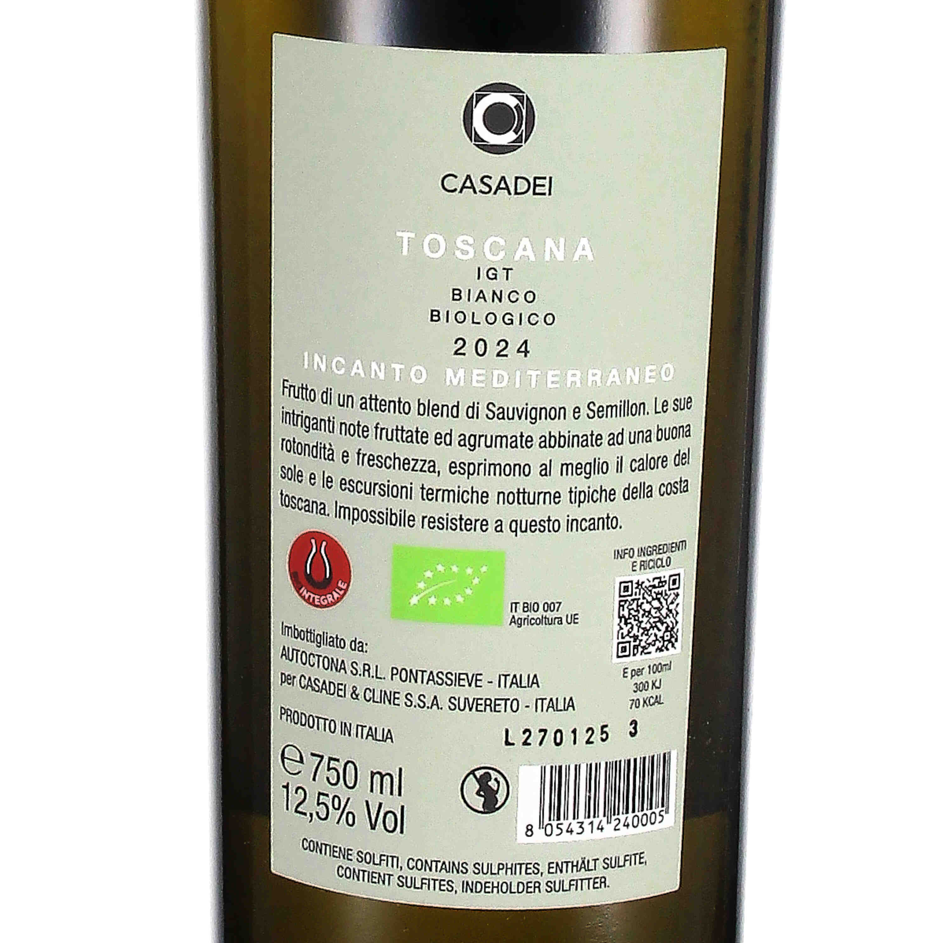 Toscana bianco "incanto mediterraneo" (Sauvignon- Semillon) 2024 (bio)