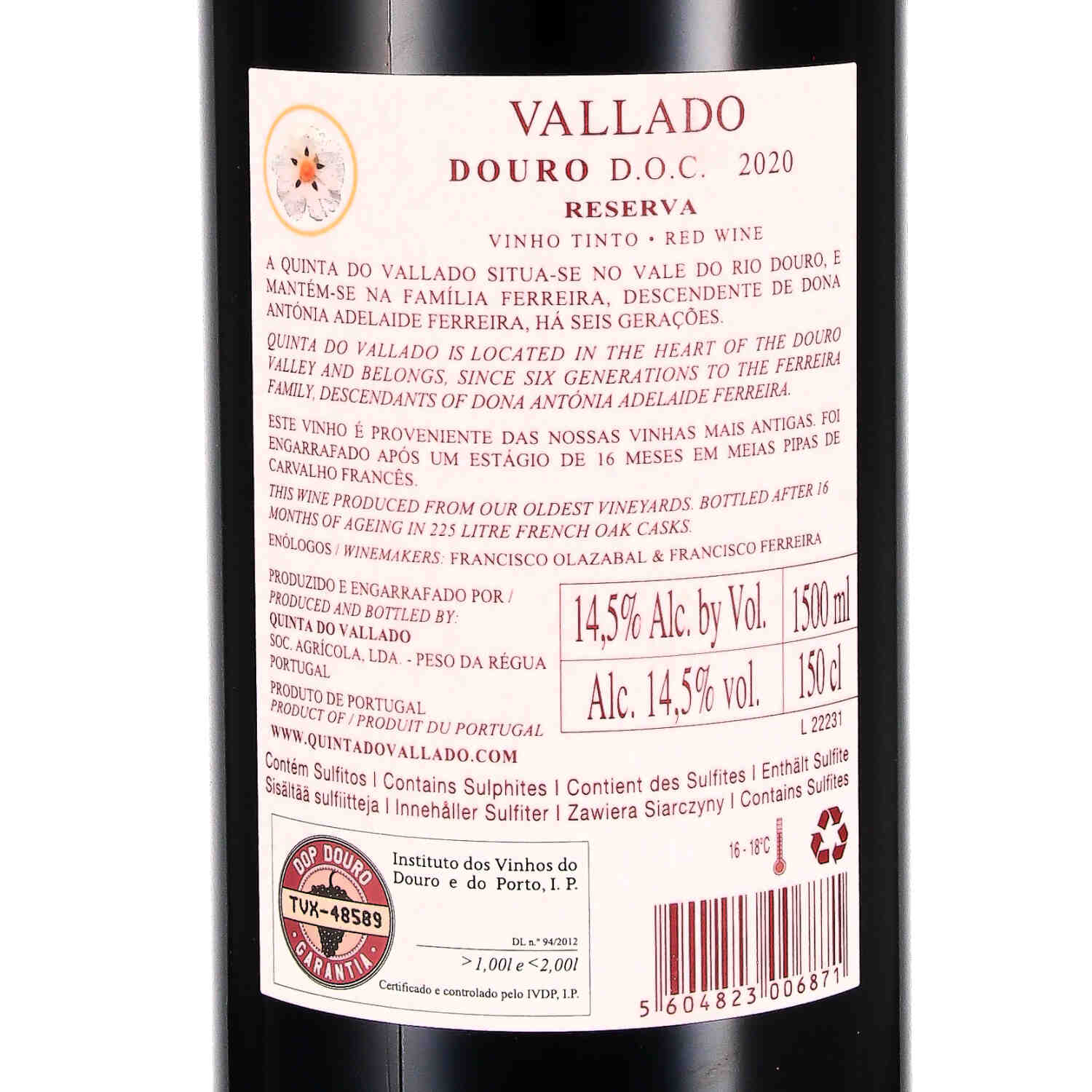 Quinta do Vallado Reserva Field Blend Douro tinto DOC 2020 - Magnum