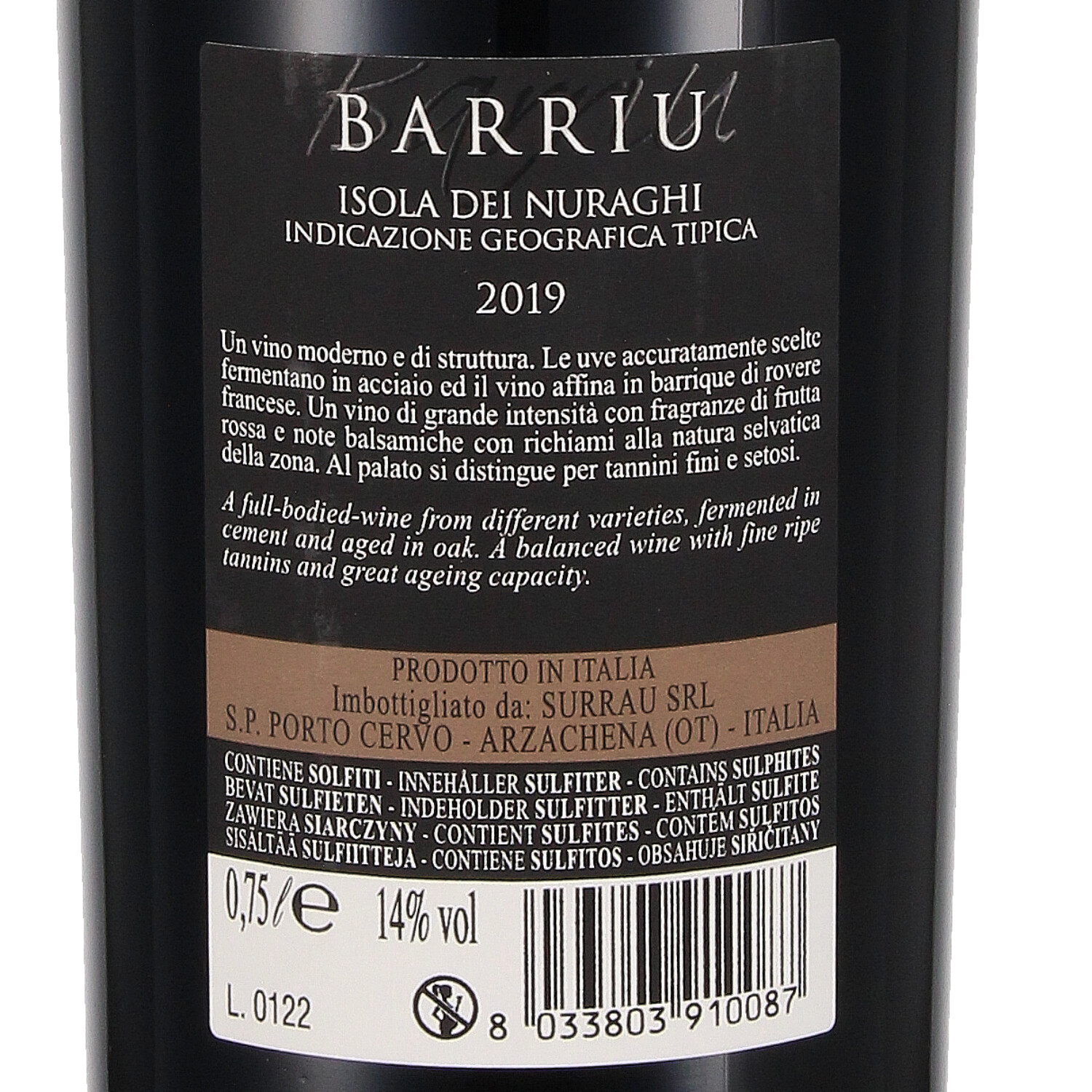Barriu Rosso Isola dei Nuraghi IGT 2019