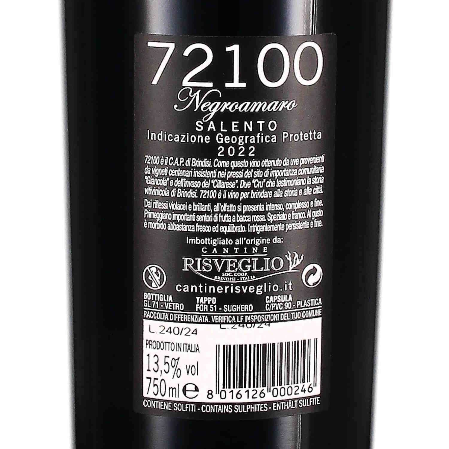 Negroamaro Rosso IGP "72100" 2022