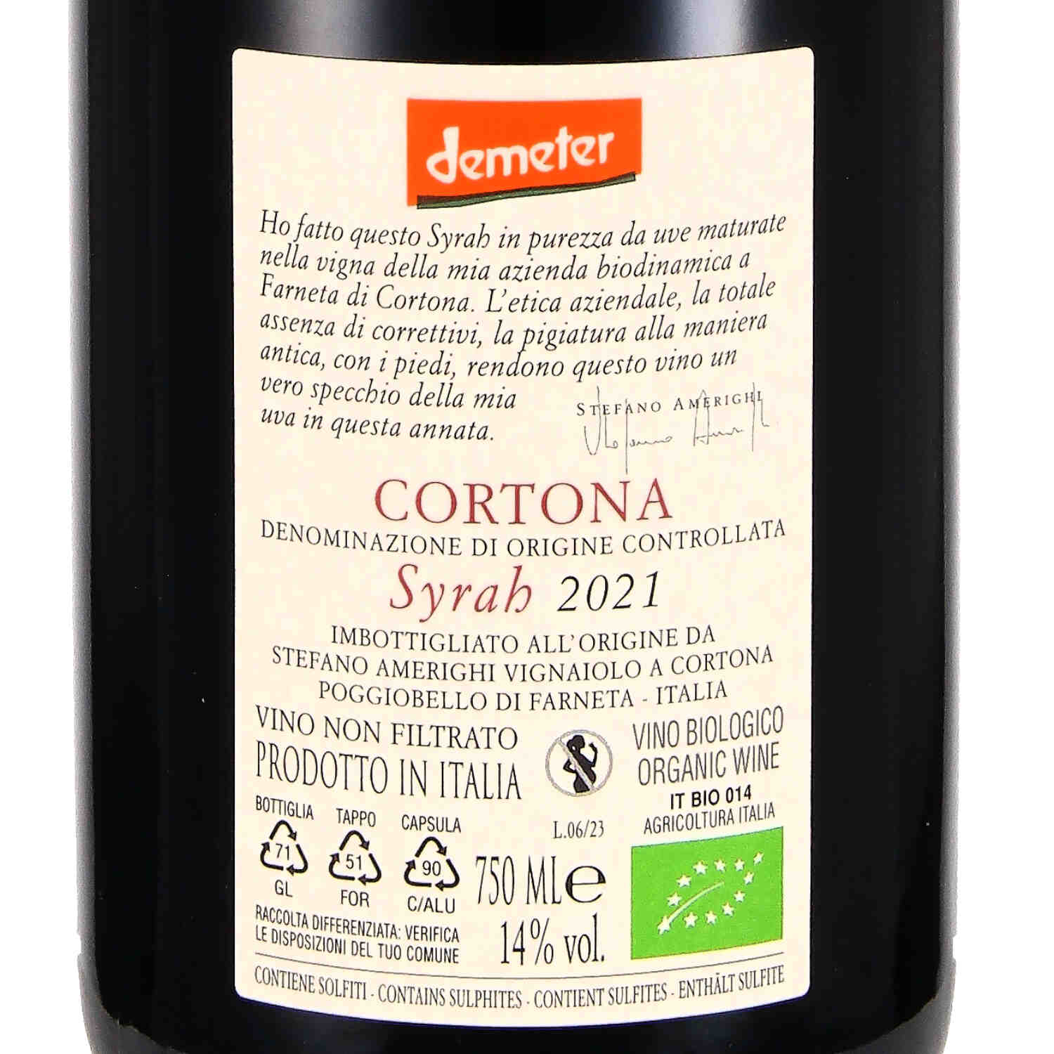 Syrah Cortona DOC 2021 (bio)