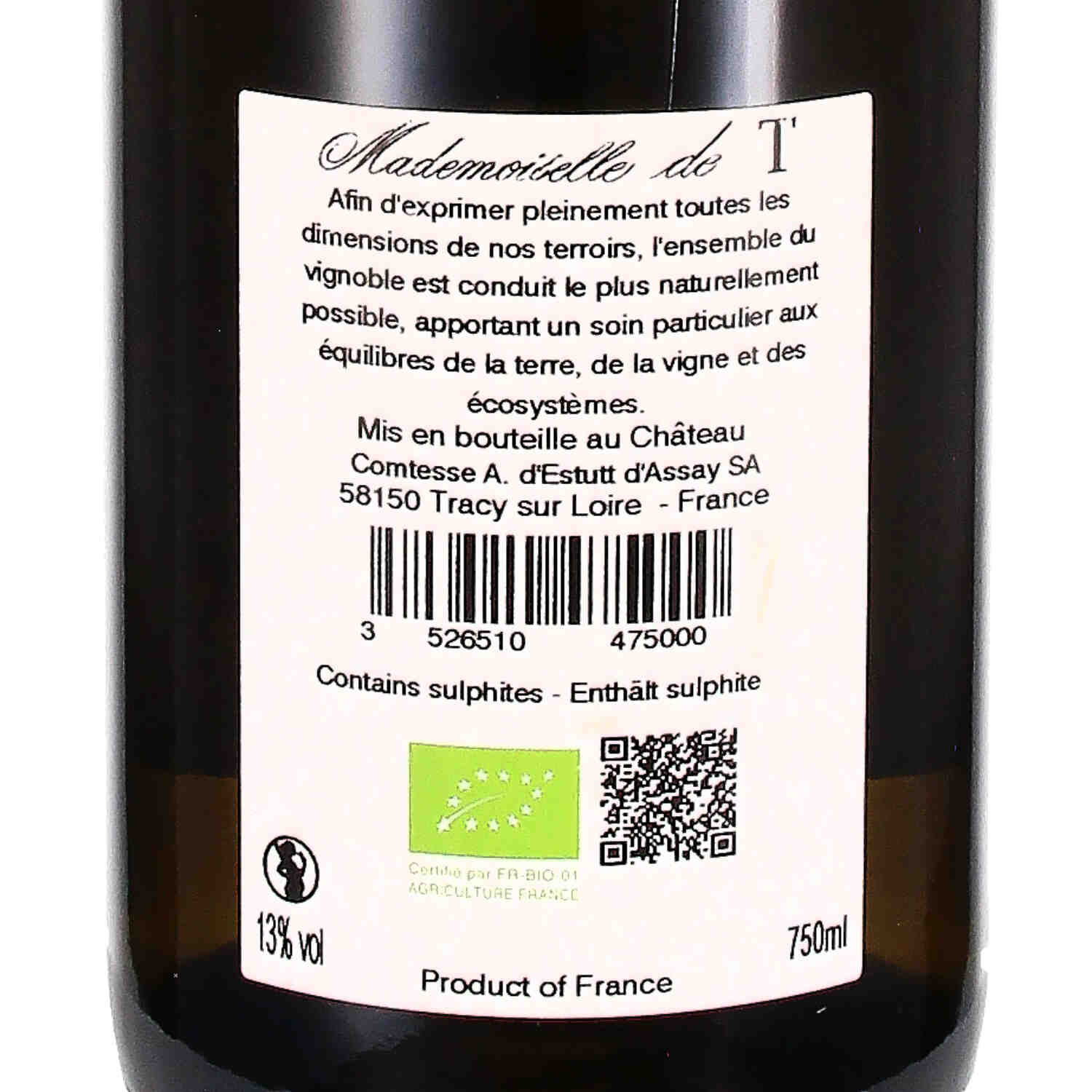 Pouilly Fumé AOC "Mademoiselle de T" 2023  (bio)