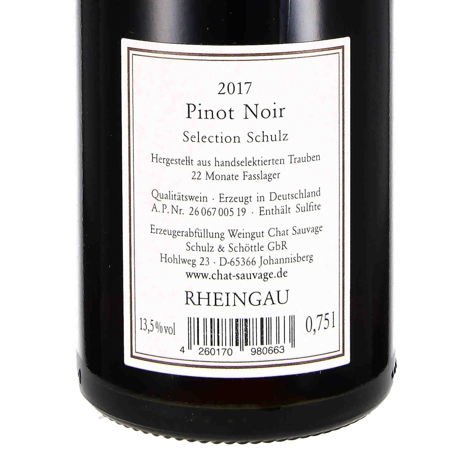 Rheingau Pinot Noir Selection Schulz 2017 QbA