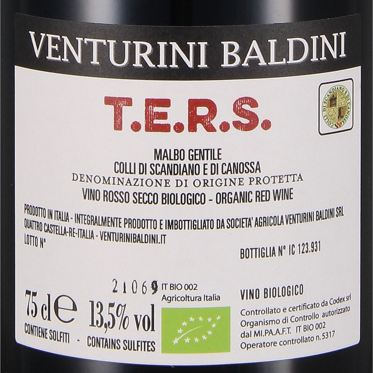 Malbo Gentile T.e.r.s. DOP Reggiano 2018  (bio)