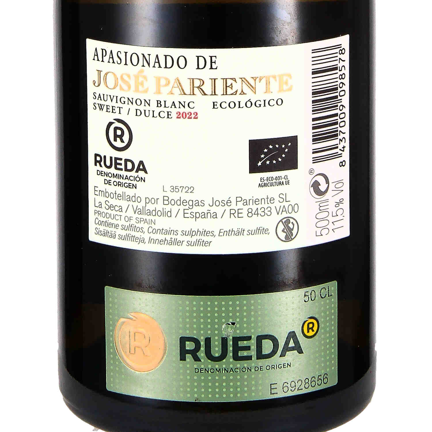 Vino dulce Apasionado de José Pariente 2022 Rueda D.O. (bio)