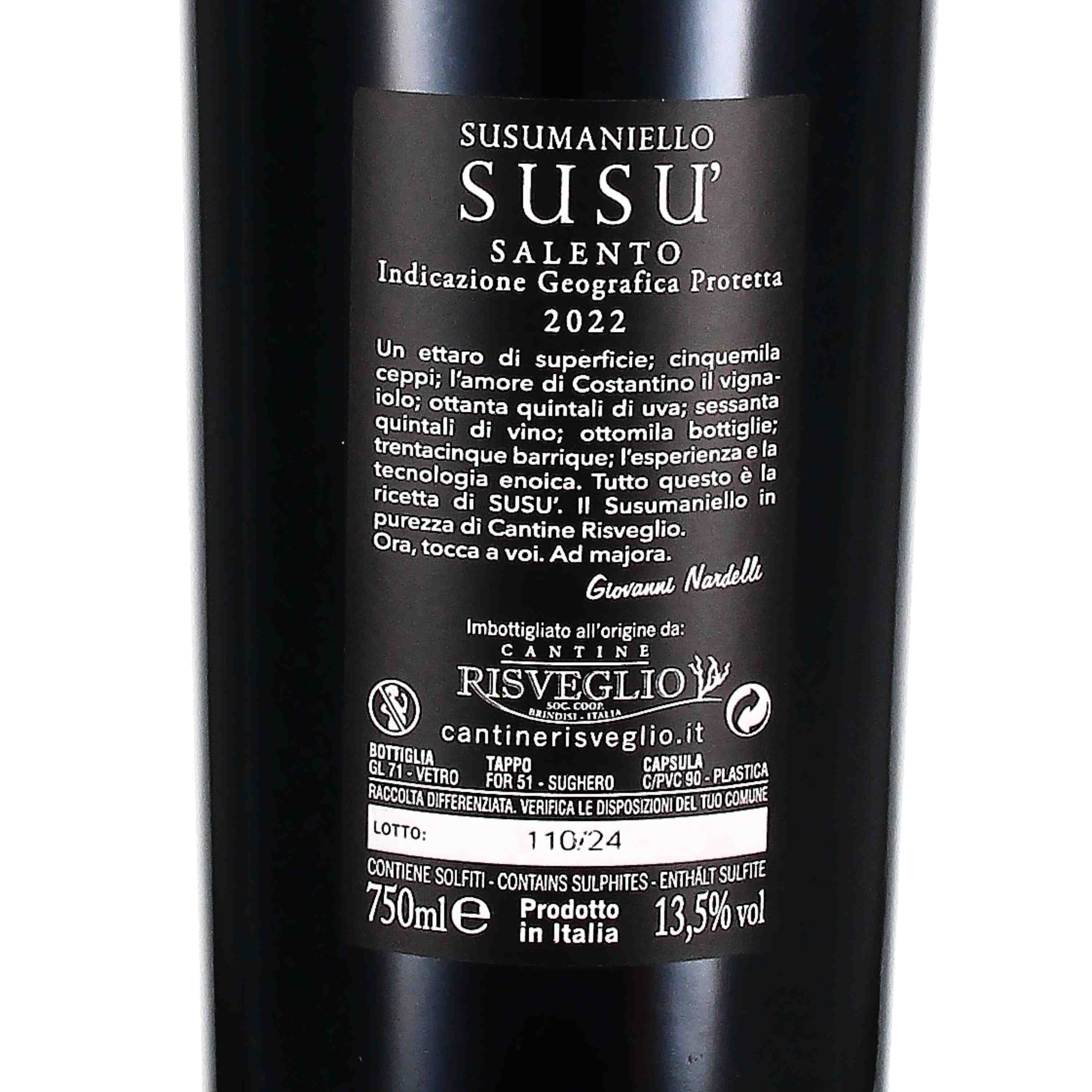 Salento rosso Susumaniello Susu 2022