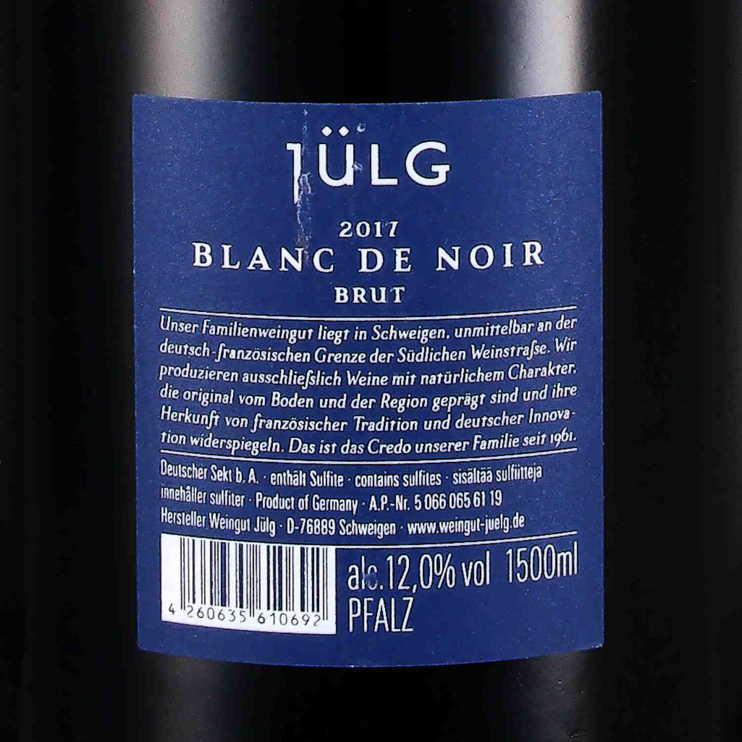 Blanc de Noir Brut Sekt b.A.- Pfalz 2017 - Magnum