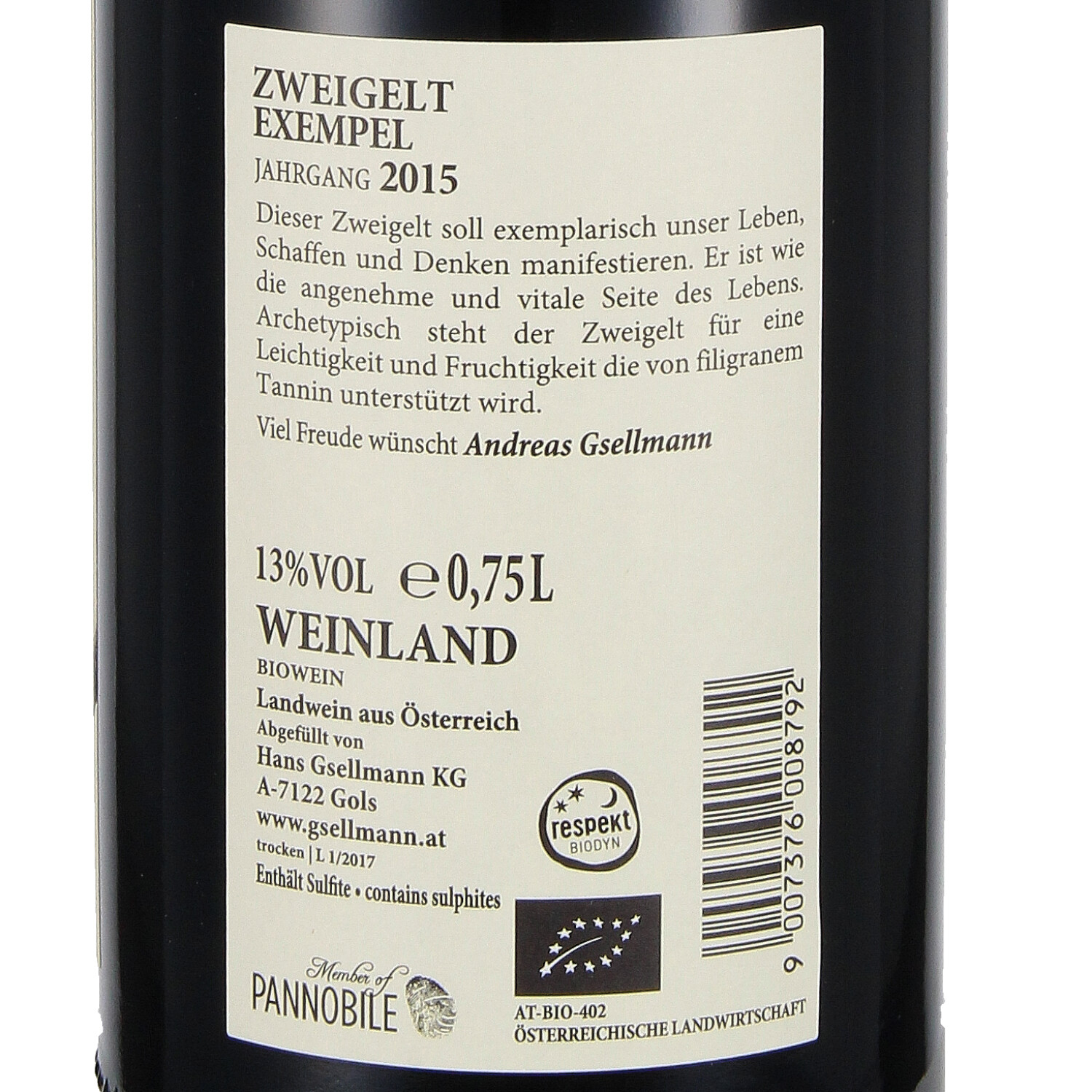 Zweigelt Exempel 2015 Qw (bio)