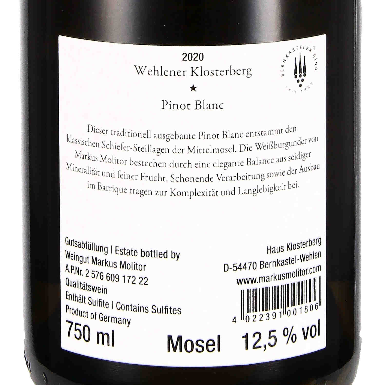 Pinot Blanc Wehlener Klosterberg  * 2020 QbA