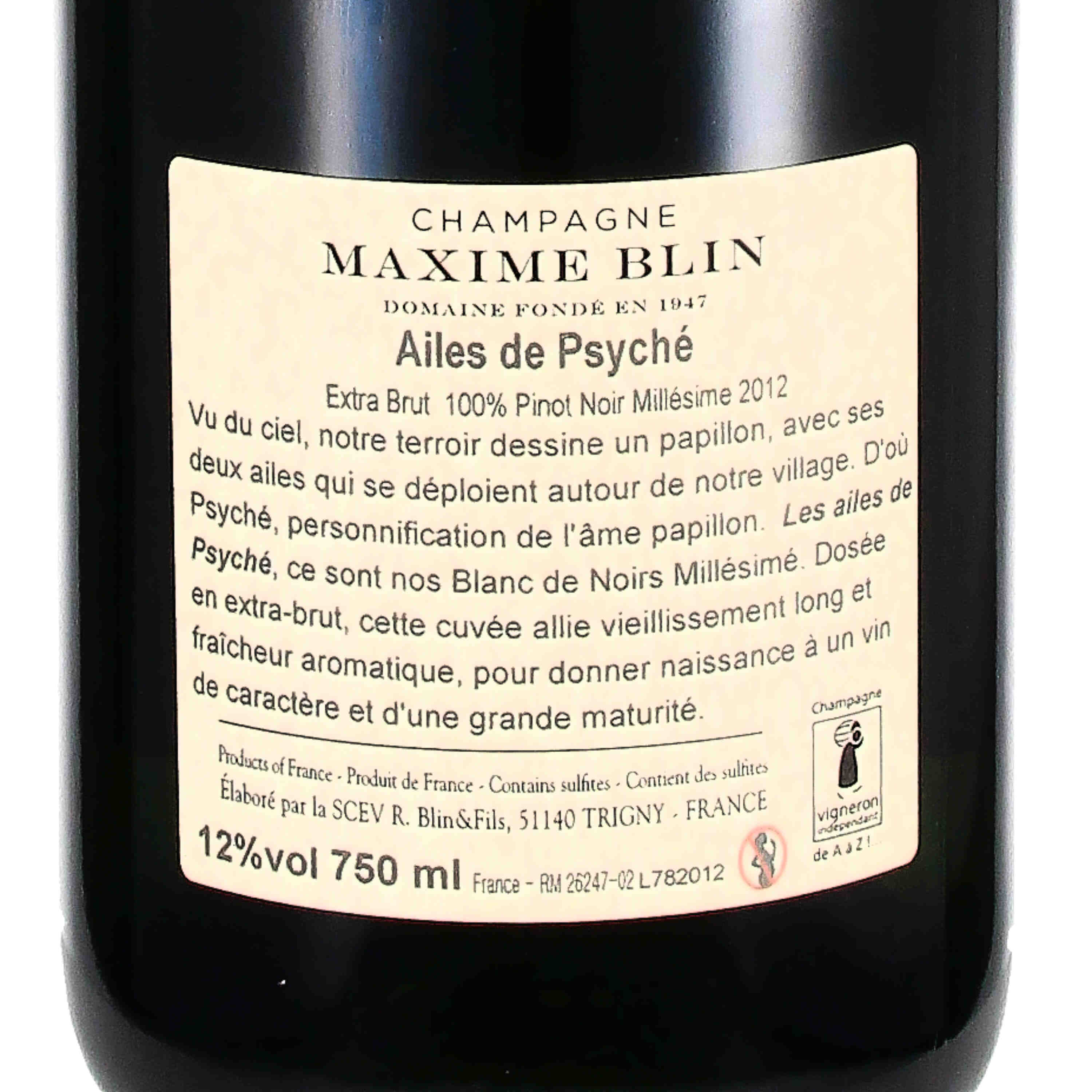Champagne Blanc de Noirs extra brut "Ailes de Psyché" Millésime 2012