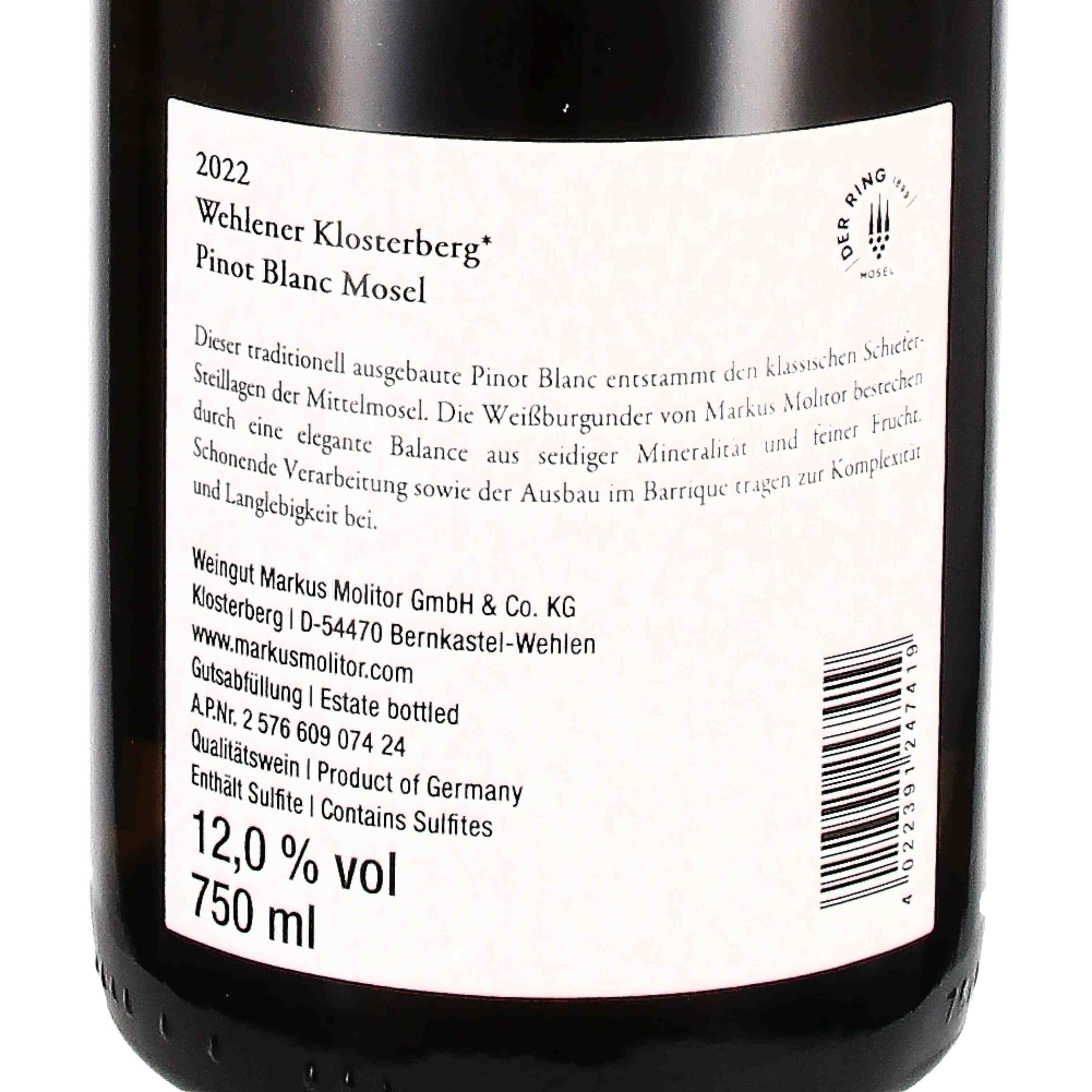 Pinot Blanc Wehlener Klosterberg  * 2022 QbA