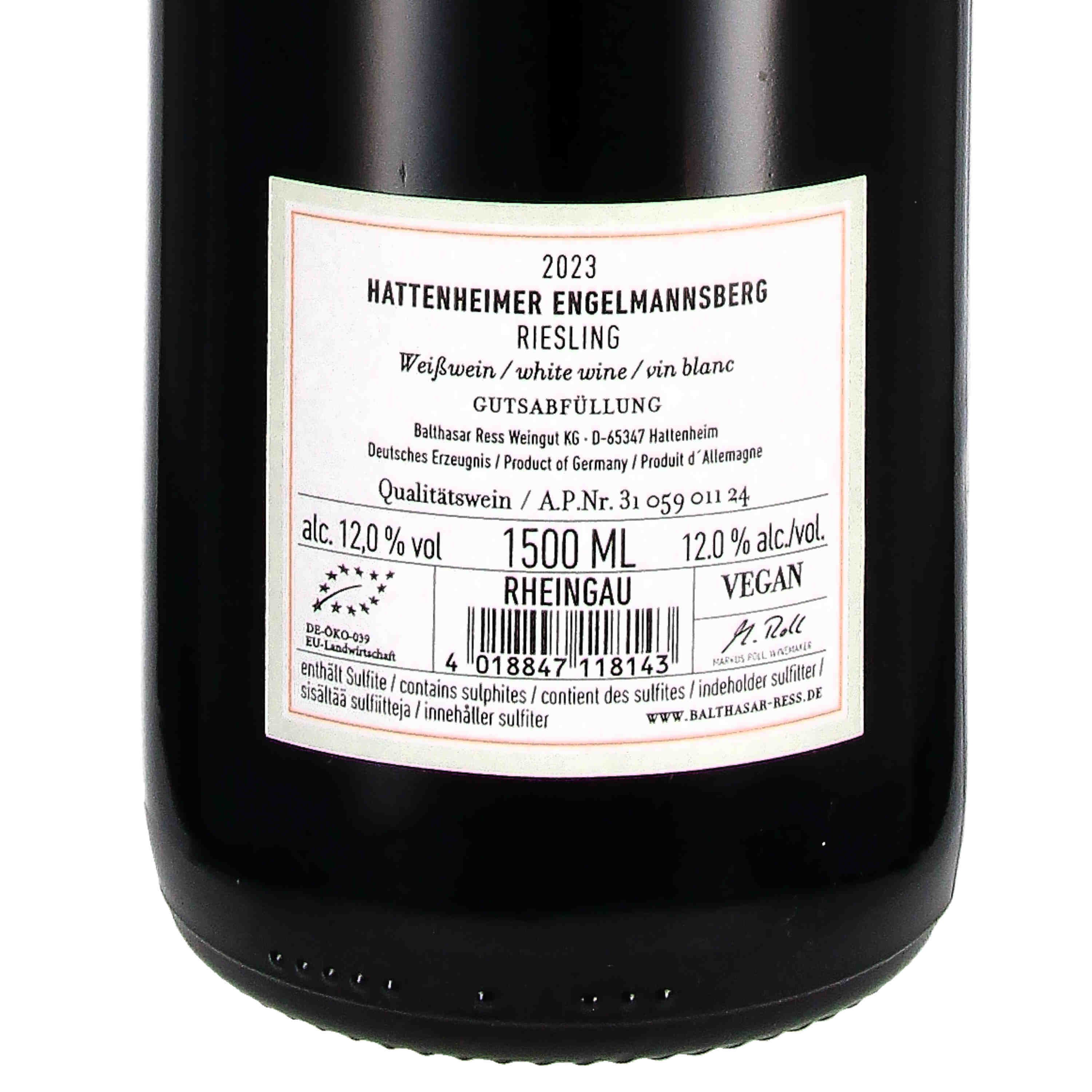 Riesling trocken Hattenheim Engelmannsberg Erste Lage 2023 QbA (bio) - Magnum