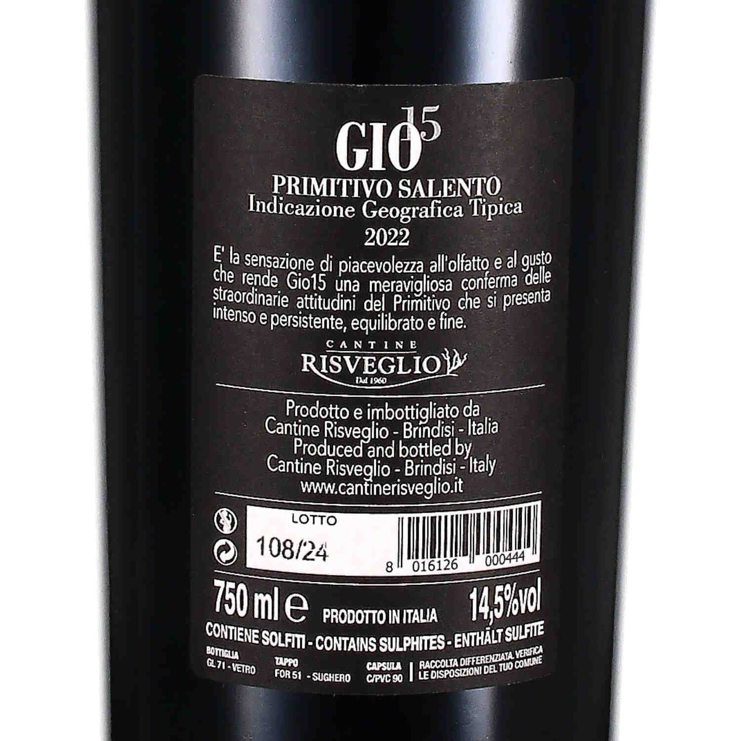 Primitivo Salento IGT GIO 2022